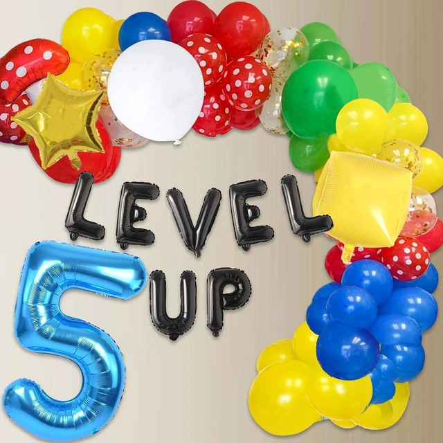 Alt view image 12 of 12 - HOMEZZO Video Game 5th Birthday Party Supplies, Level Up Letter Balloons, Boo Balloon, Balloons Arch for Kids 5th Birthday Decorations
