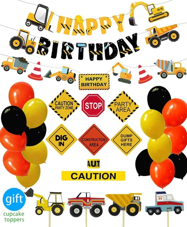 Alt view image 7 of 12 - Construction Birthday Party Supplies Dump Truck Party Decorations Kits Set for Kids Birthday Party 51 pack