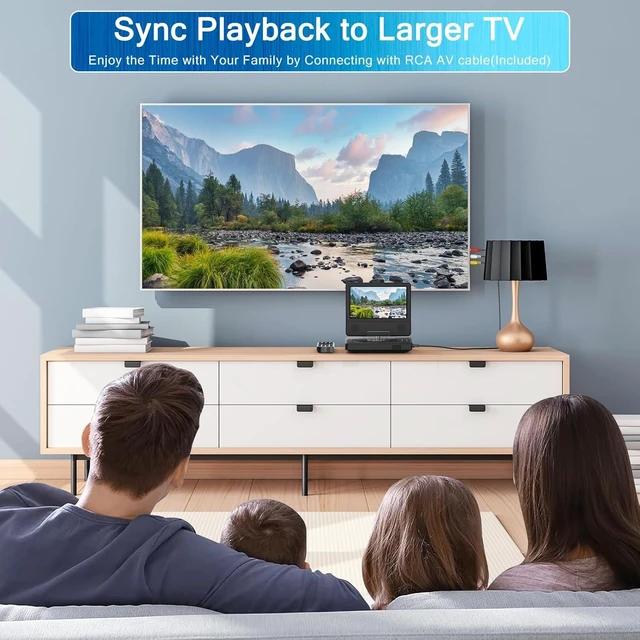 Alt view image 11 of 14 - 9.5" Portable DVD Player with 7.5" Swivel Display Screen, 5-Hour Built-in Rechargeable Battery, Car DVD Player,Supports SD Card/USB/CD/DVD and Multiple Disc Formats, High Volume Speaker
