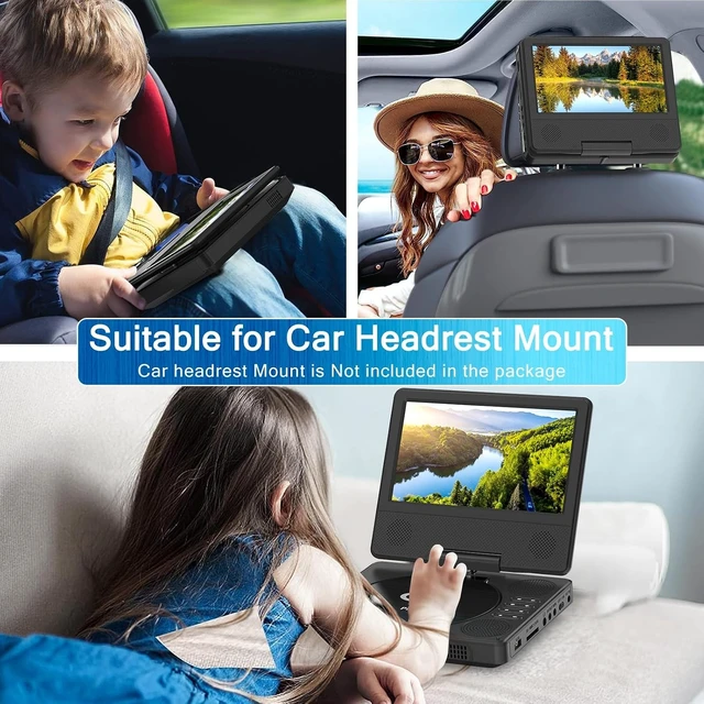Alt view image 9 of 14 - 9.5" Portable DVD Player with 7.5" Swivel Display Screen, 5-Hour Built-in Rechargeable Battery, Car DVD Player,Supports SD Card/USB/CD/DVD and Multiple Disc Formats, High Volume Speaker