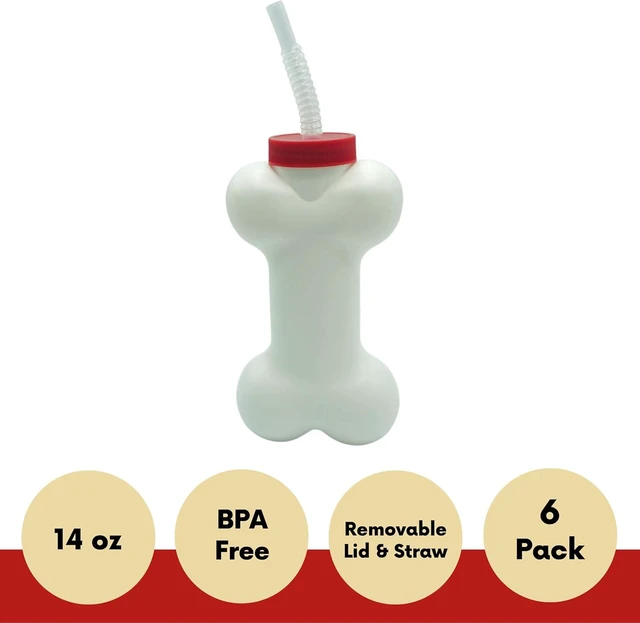 Alt view image 9 of 12 - 4E's Novelty Dog Bone Cups with Straw (6 Pack) 14 oz - Paw Dog Patrol Party Supplies, Birthday Party Supplies Decorations, Puppy Birthday Party Favors