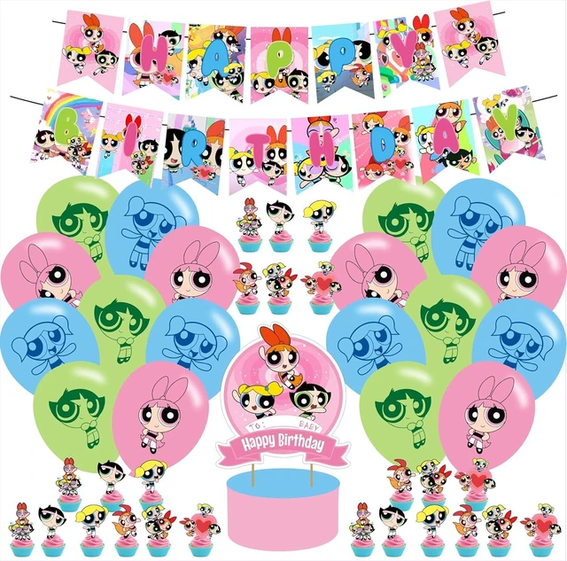 Alt view image 8 of 14 - Girls of Birthday Party Decorations ,Power Girls Birthday Party Favor with Banner, Cake Topper, Cupcake Toppers, Balloons for Fans Party Supplies