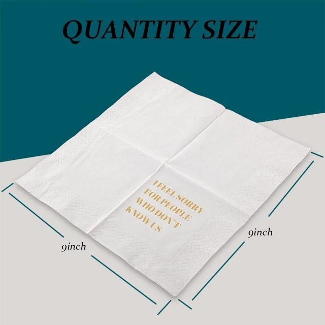 Alt view image 11 of 14 - Funny Cocktail Napkins 100Pcs Funny Quotes Saying Disposable Paper Party Napkins 4.5 x 4.5 Two-ply (I Feel Sorry For People Who Dont Know Us Napkins)