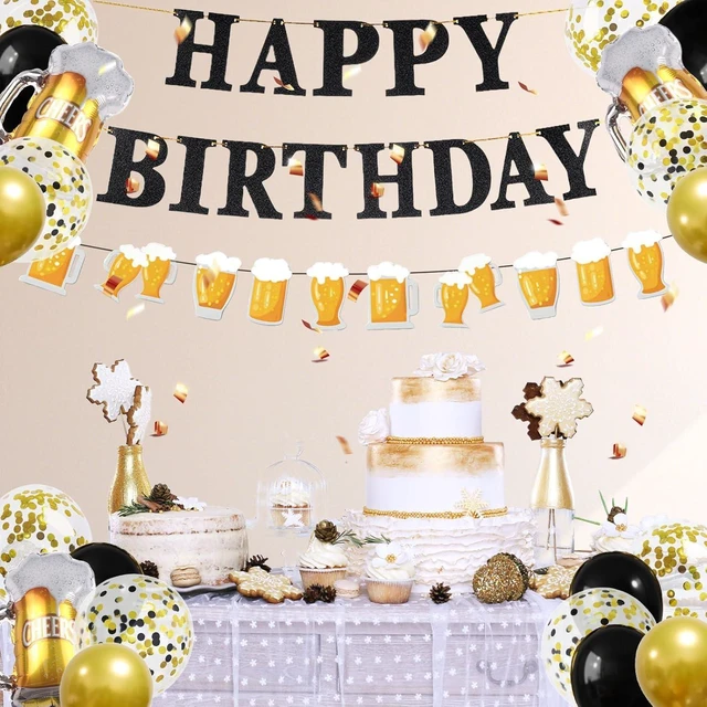 Alt view image 10 of 10 - ZHENGYE Black Gold Birthday Party Decorations Set - Happy Birthday Banner, Balloons, Latex Balloons, Themed Party Supplies for Men, Women