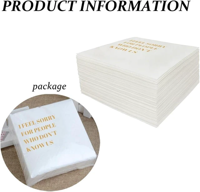 Alt view image 10 of 14 - Funny Cocktail Napkins 100Pcs Funny Quotes Saying Disposable Paper Party Napkins 4.5 x 4.5 Two-ply (I Feel Sorry For People Who Dont Know Us Napkins)