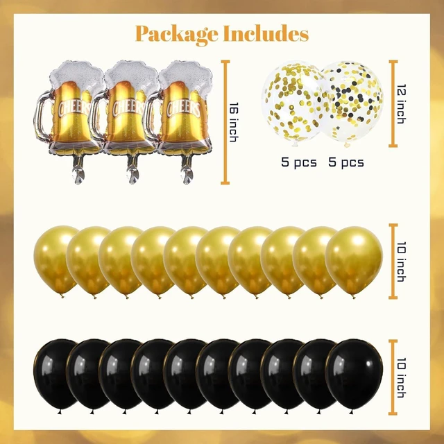 Alt view image 8 of 10 - ZHENGYE Black Gold Birthday Party Decorations Set - Happy Birthday Banner, Balloons, Latex Balloons, Themed Party Supplies for Men, Women