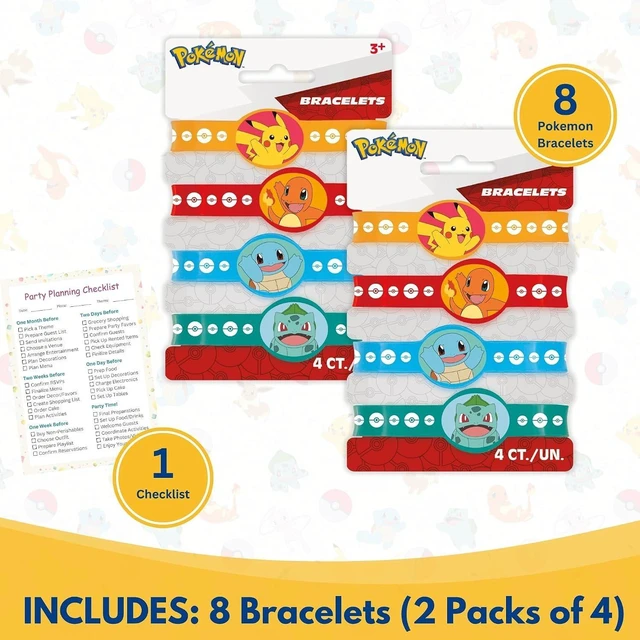 Alt view image 7 of 10 - Unique Pokemon Party Bracelets | 8 Count | Fun Birthday Party Favors and Decorations | Officially Licensed | includes Checklist