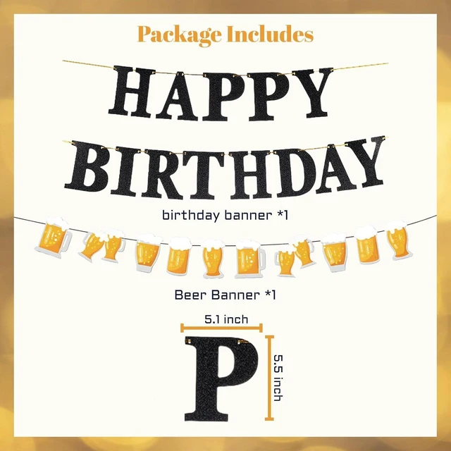 Alt view image 7 of 10 - ZHENGYE Black Gold Birthday Party Decorations Set - Happy Birthday Banner, Balloons, Latex Balloons, Themed Party Supplies for Men, Women