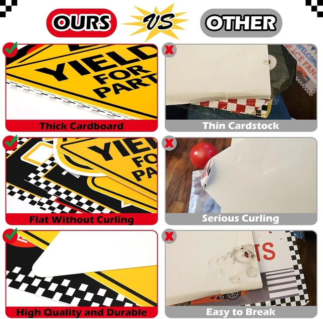 Alt view image 8 of 12 - Huray Rayho Race Car Birthday Party Supplies Checkered Flags Racing Happy Birthday Party Signs Cutouts Cars Birthday Party Supplies Let's Go Racing Party Supplies for Kids Race Fans