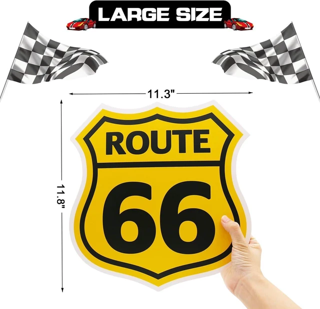 Alt view image 9 of 12 - Huray Rayho Race Car Birthday Party Supplies Checkered Flags Racing Happy Birthday Party Signs Cutouts Cars Birthday Party Supplies Let's Go Racing Party Supplies for Kids Race Fans