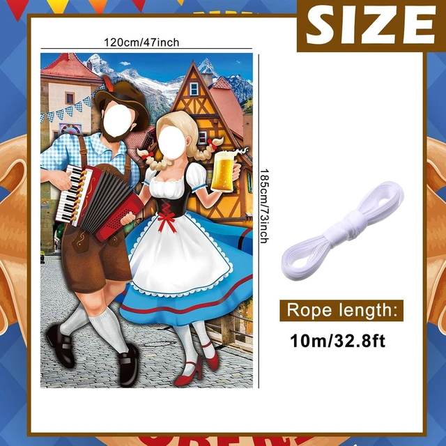 Alt view image 8 of 12 - Tudomro Oktoberfest Couple Photo Door Banner Party Decorations 6 x 4 ft Oktoberfest Photo Prop Bavarian Backdrop Door Banner Backdrop Supplies for Themed Party Decor German