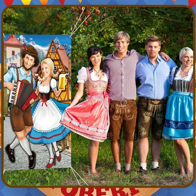 Alt view image 11 of 12 - Tudomro Oktoberfest Couple Photo Door Banner Party Decorations 6 x 4 ft Oktoberfest Photo Prop Bavarian Backdrop Door Banner Backdrop Supplies for Themed Party Decor German