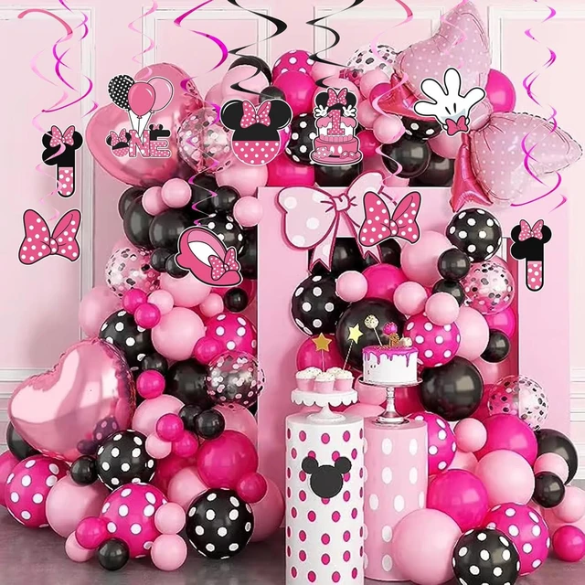 Alt view image 12 of 12 - Pink 1st Birthday Hanging Swirl Decorations,Mouse Birthday Party Ceiling Streamers,Pink Mouse Theme Party Supplies,Party Favors for Girls Kids(38 Pcs)