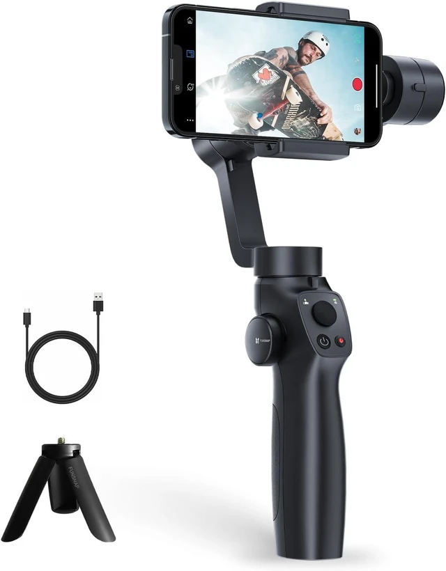 Alt view image 7 of 12 - Gimbal Stabilizer for iPhone, Phone Gimbal w/Focus Wheel Face Tracking for 16 15 Pro Max Android 3-Axis Phone Stabilizer for Video Recording Vlog