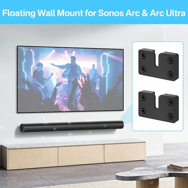 Alt view image 9 of 14 - notiela Metal Soundbar Mount for Sonos Arc & Arc Ultra Wall Mount Black - Floating Wall Mount for Sonos Arc Mounting Bracket Under TV Easy to Install