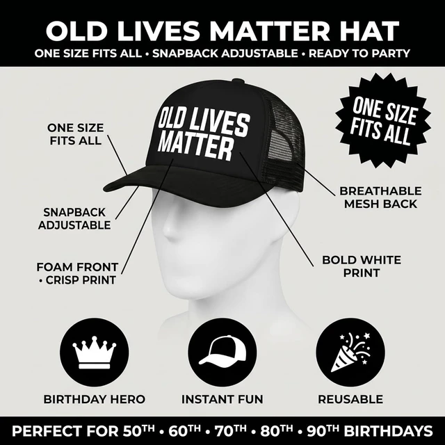 Alt view image 11 of 14 - Funny Birthday Party Novelty Trucker Hat - Birthday and Retirement Gifts for Him or Her - Party Decorations, Supplies and Gifts Black