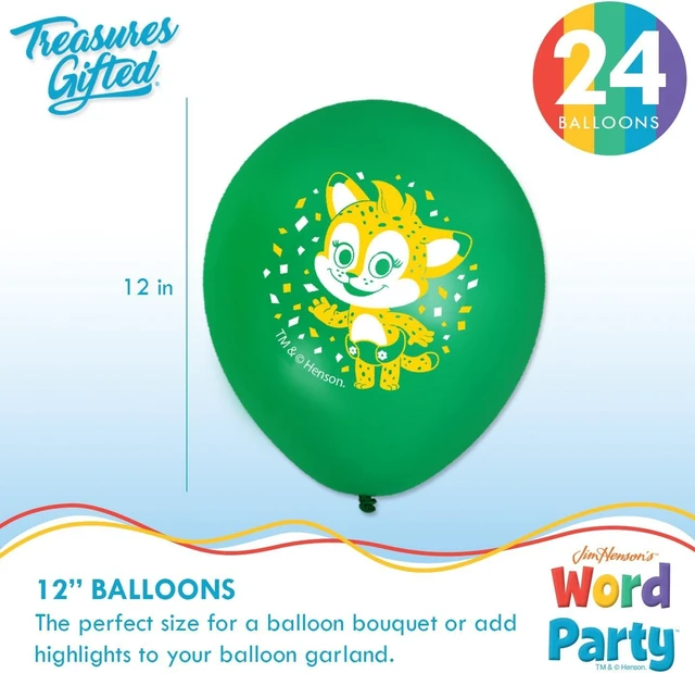 Alt view image 8 of 12 - Treasures Gifted Officially Licensed Jim Hensons Word Party Balloons - 24 Pack - 12" Word Party Birthday Balloons - Word Party Birthday Party Supplies - Latex Balloons for Word Party Birthday