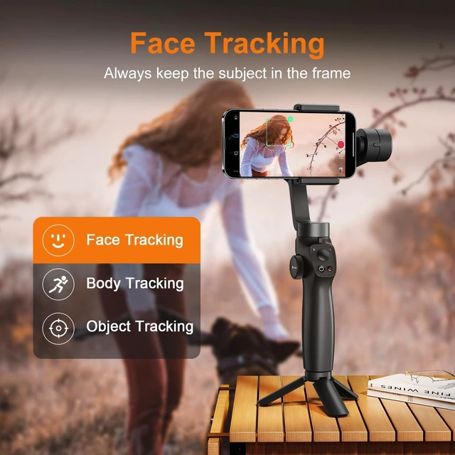 Alt view image 9 of 12 - Gimbal Stabilizer for iPhone, Phone Gimbal w/Focus Wheel Face Tracking for 16 15 Pro Max Android 3-Axis Phone Stabilizer for Video Recording Vlog