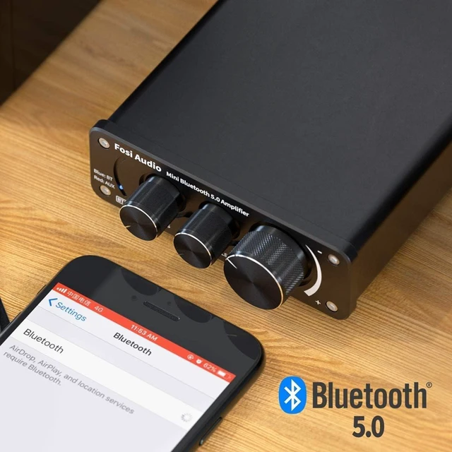 Alt view image 11 of 14 - Fosi Audio BT10A Bluetooth 5.0 Stereo Audio Amplifier Receiver 2 Channel Class D Mini Hi-Fi Integrated Amp for Home Passive Speakers 50W x 2 TPA3116