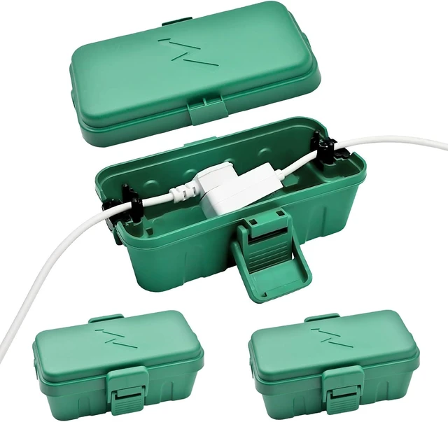 Alt view image 8 of 14 - Hrensaw 3PCS Small Weatherproof Electrical Connection Box(Inner 5.5x3x2.2inch),Outdoor Electrical Box,Waterproof Extension Cord Covers for Plug, Extension Cables, Holiday Lights,Green