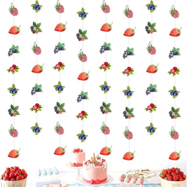 Alt view image 7 of 12 - Berry Party Banner Streamers Berry Party Decoration Berry Party Hanging Decorations Strawberry Blueberry Party Decor Berry Birthday Party Supplies for Berry Theme Baby Shower Birthday Party