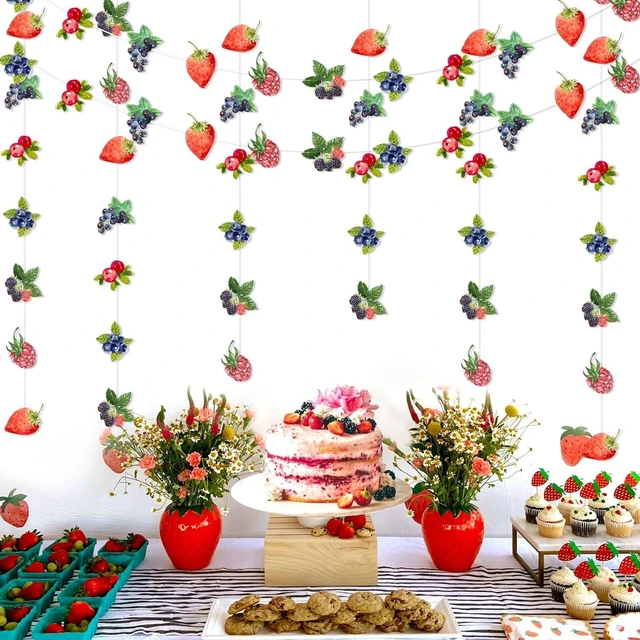 Alt view image 9 of 12 - Berry Party Banner Streamers Berry Party Decoration Berry Party Hanging Decorations Strawberry Blueberry Party Decor Berry Birthday Party Supplies for Berry Theme Baby Shower Birthday Party