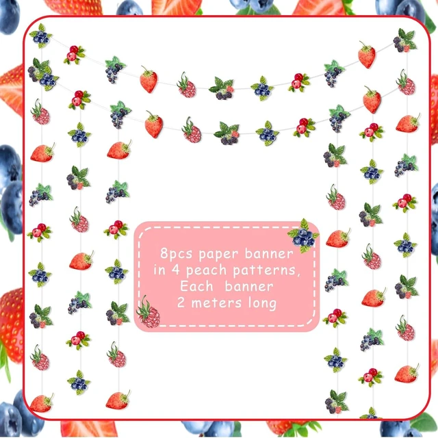 Alt view image 11 of 12 - Berry Party Banner Streamers Berry Party Decoration Berry Party Hanging Decorations Strawberry Blueberry Party Decor Berry Birthday Party Supplies for Berry Theme Baby Shower Birthday Party