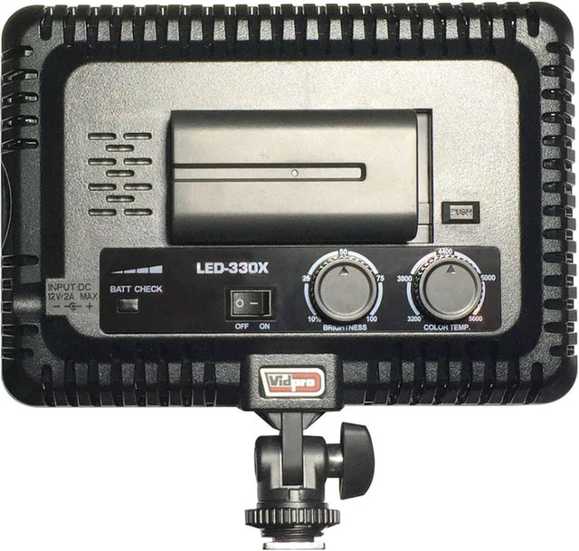 Alt view image 9 of 14 - Vidpro LED-330X Photo and Video Light Kit - On Camera Panel LED Light - Adjustable and Dimmable 3200K-5600K Variable Color Light Fits Cameras w/Hot Shoe Includes Rechargeable Battery Diffuser