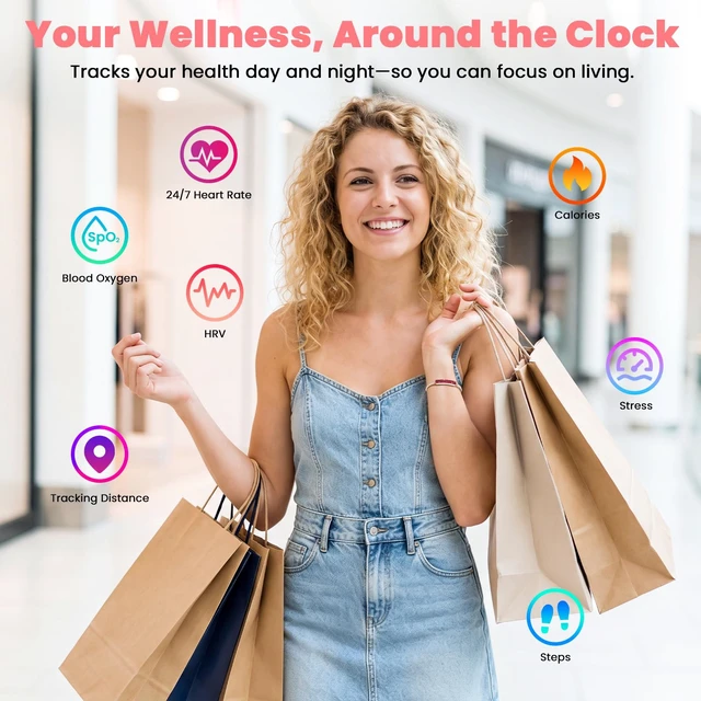 Alt view image 9 of 14 - Smart Bracelet for Women | Screenless Jewelry Fitness Tracker with Sleep, Heart Rate, Stress & Steps Tracking, 7-Day Battery, Waterproof, Red