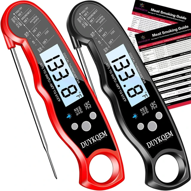 Alt view image 8 of 14 - Instant Read Digital Meat Thermometer (2 Pack) Waterproof Kitchen Cooking Food Thermometer with Probe Backlight & Calibration,Best Quick Grill Meat Probe for Grilling BBQ Smoker Chefs