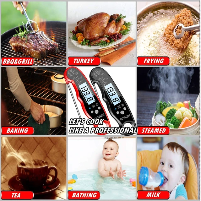 Alt view image 14 of 14 - Instant Read Digital Meat Thermometer (2 Pack) Waterproof Kitchen Cooking Food Thermometer with Probe Backlight & Calibration,Best Quick Grill Meat Probe for Grilling BBQ Smoker Chefs