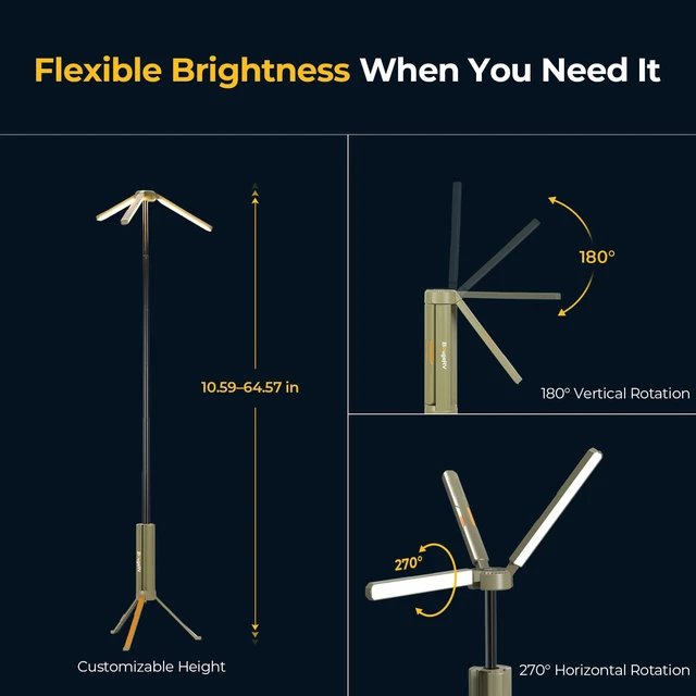 Alt view image 9 of 14 - Telescopic Camping Light CL04, 15600mAh Camp Lantern Rechargeable | 5.4 ft Adjustable Height, Up to 60H Runtime, Collapsible Electric Lantern, Adjustable Brightness, 4 Lighting Modes, Outdoor