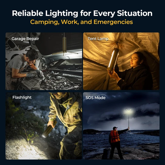 Alt view image 14 of 14 - Telescopic Camping Light CL04, 15600mAh Camp Lantern Rechargeable | 5.4 ft Adjustable Height, Up to 60H Runtime, Collapsible Electric Lantern, Adjustable Brightness, 4 Lighting Modes, Outdoor