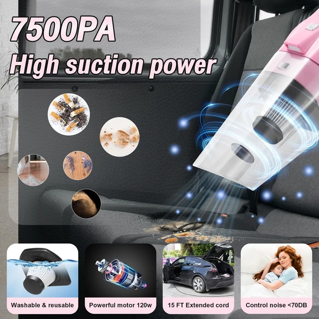 Alt view image 10 of 14 - Pink Car Cleaning Kit, 25Pcs Detailing Kit Interior with 4-in-1 Power Handheld Vacuum Cleaner, Detailing Brush Set, 2-in-1 Windshield Cleaner Tool, Car Accessories for Cleaning, Gift for Women