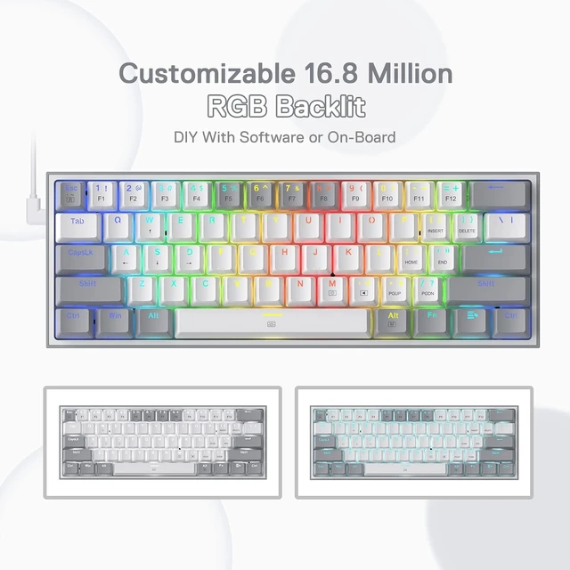 Alt view image 13 of 14 - K617 Wired 60% Compact Hot-Swap RGB Gaming Mechanical Keyboard | 61 Keys Design for More Room to Aim, Swap-Ready Socket for Mod, Vibrant 20-Mode Lighting Hype Vibing, Pro Software Supported