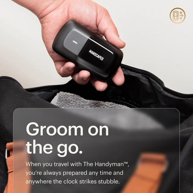 Alt view image 13 of 14 - The Handyman Compact Face Shaver Portable Mens Groomer | Facial Hair Shaver, USB-C Rechargeable Razor, Electric Foil, Waterproof, Cordless, Dual-Action SkinSafe® Foil Blade