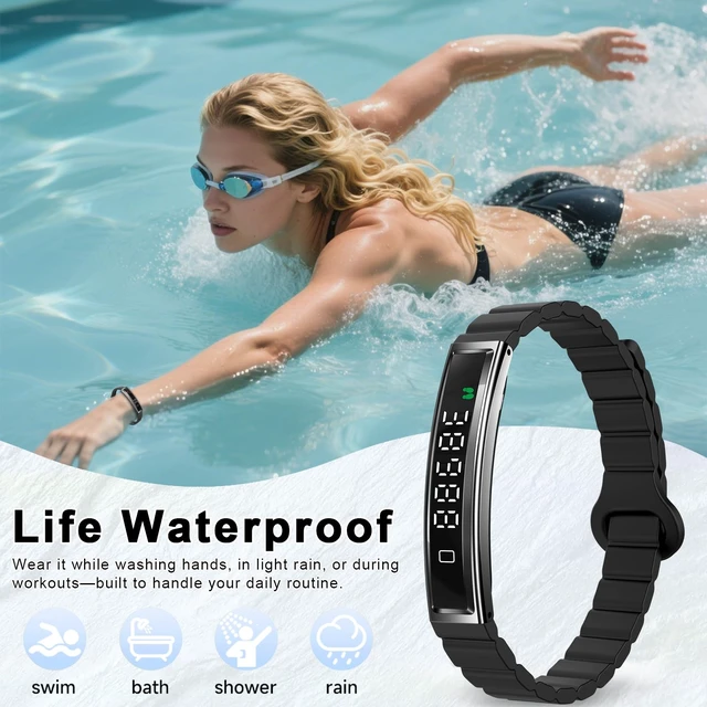Alt view image 13 of 14 - Smart Bracelet for Women,Ultralight Fitness Tracker Smart Wristband with Heart Rate/Blood Oxygen/Sleep Monitor/Pedometer,Slim Smartwatch for Android iPhone,Activity Tracker,2 Band,Black