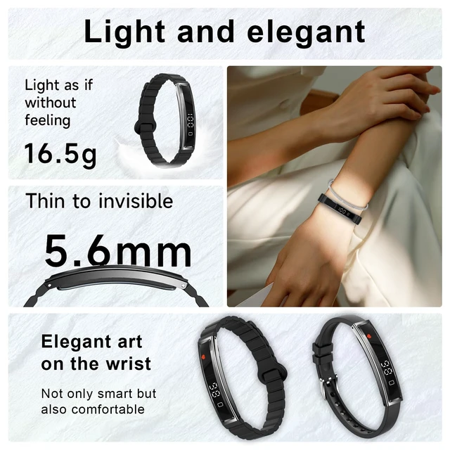 Alt view image 9 of 14 - Smart Bracelet for Women,Ultralight Fitness Tracker Smart Wristband with Heart Rate/Blood Oxygen/Sleep Monitor/Pedometer,Slim Smartwatch for Android iPhone,Activity Tracker,2 Band,Black