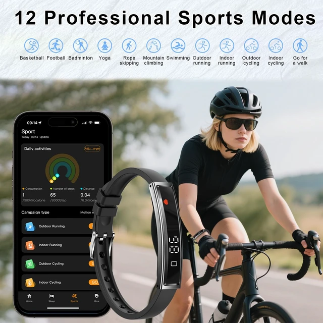 Alt view image 10 of 14 - Smart Bracelet for Women,Ultralight Fitness Tracker Smart Wristband with Heart Rate/Blood Oxygen/Sleep Monitor/Pedometer,Slim Smartwatch for Android iPhone,Activity Tracker,2 Band,Black