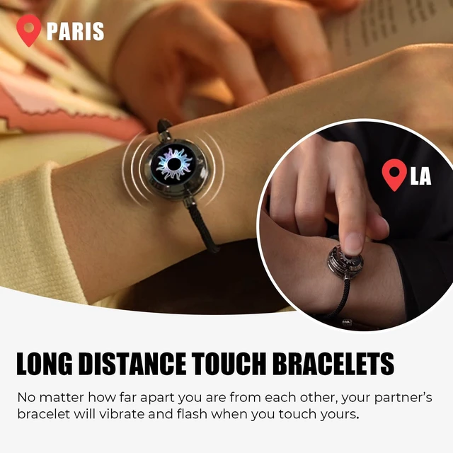 Alt view image 8 of 12 - Single Long Distance Touch Bracelets for Couples, Smart Light & Vibration Love Jewelry, Long Distance Gifts for Him Her Women Men, One-to-One Bluetooth Pairing via App