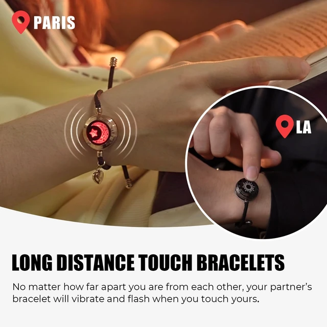 Alt view image 8 of 12 - Single Long Distance Touch Bracelets for Couples, Smart Light & Vibration Love Jewelry, Long Distance Gifts for Him Her Women Men, One-to-One Bluetooth Pairing via App
