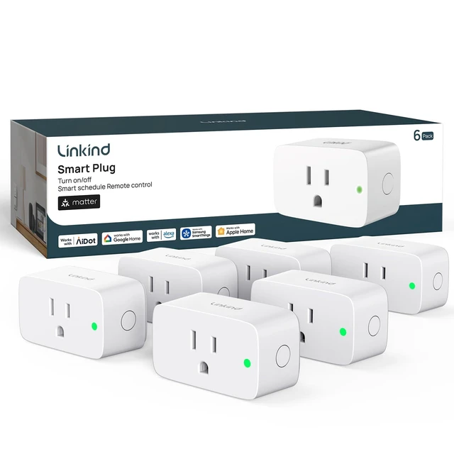 Alt view image 8 of 14 - Matter Smart Plug, Work with Apple Home, Alexa, Siri, Google Home | Smart Outlet Timer & Schedule, Smart Home, 15A/1800W, APP Remote Control, ETL Certified, 2.4G Wi-Fi Only, 6 Pack