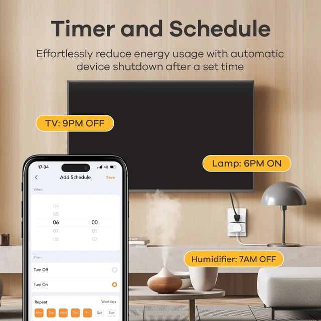 Alt view image 10 of 14 - Matter Smart Plug, Work with Apple Home, Alexa, Siri, Google Home | Smart Outlet Timer & Schedule, Smart Home, 15A/1800W, APP Remote Control, ETL Certified, 2.4G Wi-Fi Only, 6 Pack