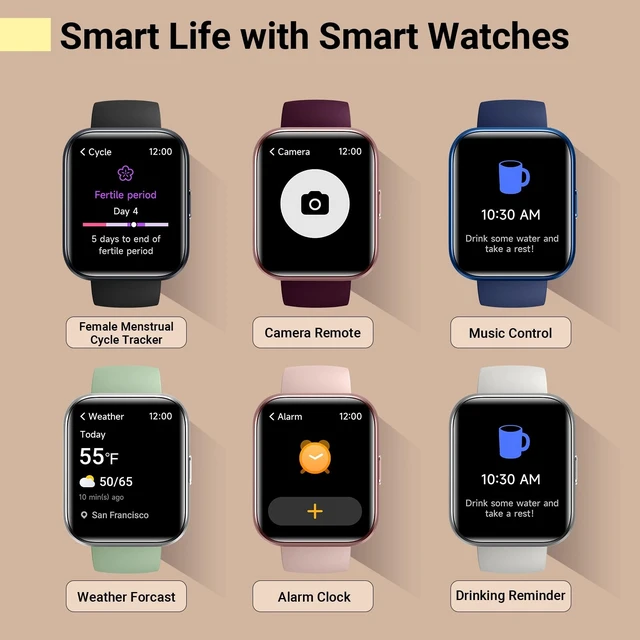 Alt view image 13 of 14 - Smart Watches for Women, Smart Watch for Android Phones & iPhone, Fitness Watches for Women with Alexa, Call & Notification Alerts, Tracks Heart Rate/Sleep Smartwatches (Dark Purlple, 1.8 inches)