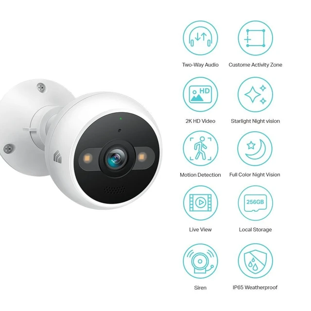 Alt view image 9 of 14 - 2K+ Outdoor Wired Security Camera, KC420WS | 24/7 Recording, 2-Way Audio, Siren, Starlight Color Night Vision, Subscription-Free Local Storage or Optional Cloud