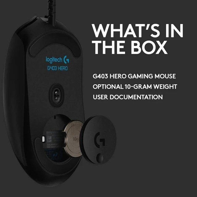 Alt view image 14 of 14 - G403 Hero RGB Gaming Mouse - Black | 25K, 87G+10G optional, 25,600 DPI, rubber side grips