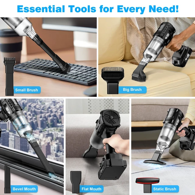Alt view image 12 of 14 - Car Vacuum Cordless, 35000PA Strong Suction Handheld Vacuum with 2 Detachable Batteries, 60Min Runtime Portable Vacuum Cleaner for Car Detailing, Pet Hair, Home Couch & Office, 350ML XL Dust Cup