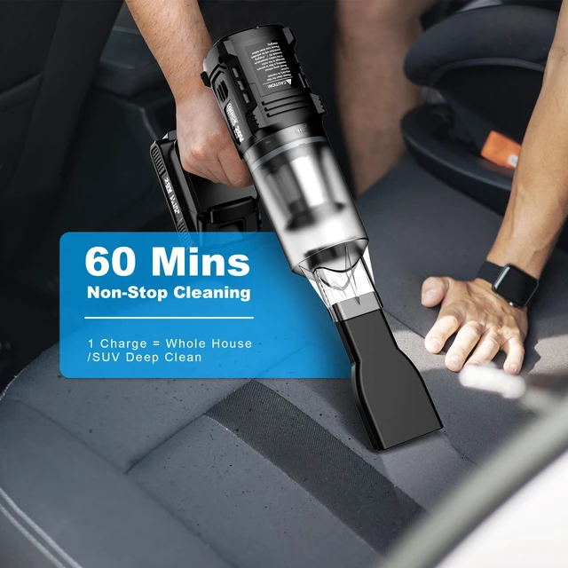 Alt view image 13 of 14 - Car Vacuum Cordless, 35000PA Strong Suction Handheld Vacuum with 2 Detachable Batteries, 60Min Runtime Portable Vacuum Cleaner for Car Detailing, Pet Hair, Home Couch & Office, 350ML XL Dust Cup