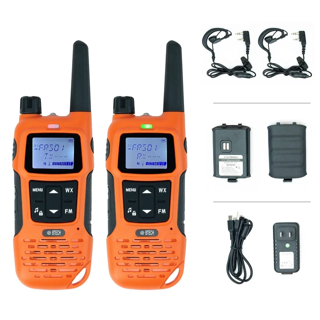 Alt view image 8 of 14 - FRS-A1 2-Pack Walkie Talkies for Adults, License-Free FRS Two-Way Radios with USB-C Charging, NOAA Weather, Dual Watch, Named Channels, Tone Scan, IP54 (Orange)