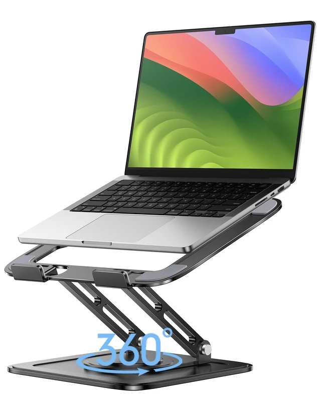 Alt view image 8 of 14 - Adjustable Laptop Stand, Computer Stand with 360 Rotating Base | Ergonomic Laptop Riser Mount for Desk Foldable Protable Computer Desk Fits with MacBook Pro Air